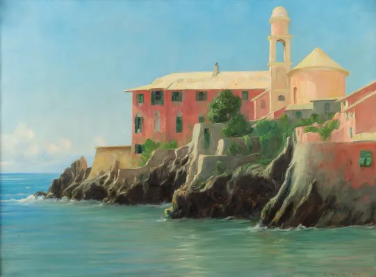 Utsyn mot klosteret San Giuliano, Genua, Italia