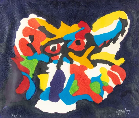 Flying Head in the Blue Sky