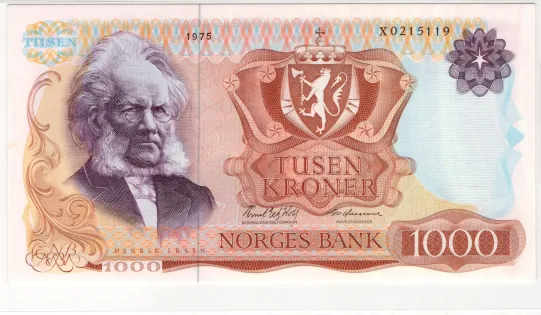 1000 kroner 1975 erstatningsseddel X