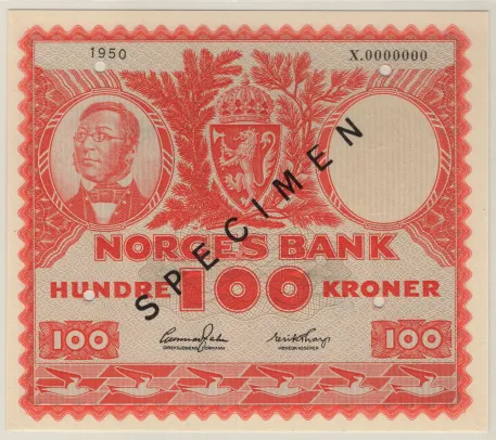 100 kroner 1950 X.0000000 Speciemen