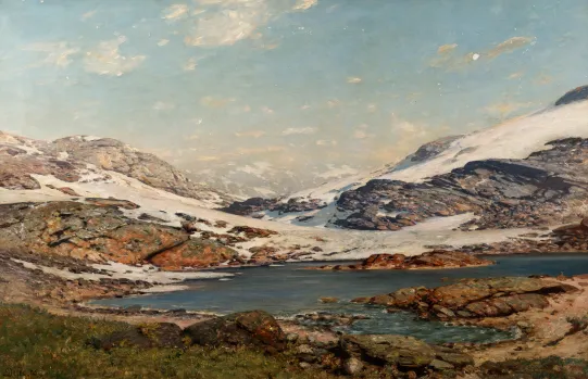 "Høyfjell landskap med vann"