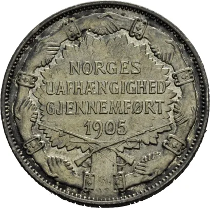2 kroner 1907 Jub. m/Gevær