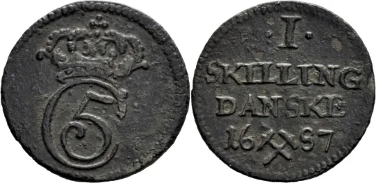 Skilling 1687 Christian V Kongsberg