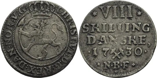 8 skilling 1730 Christian VI