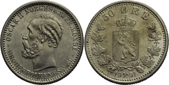 50 øre 1901 Oscar II