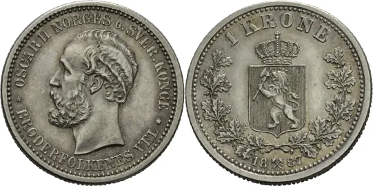 1 krone 1887 Oscar II