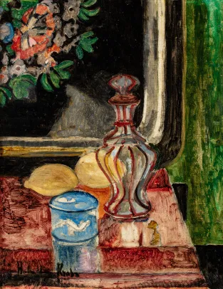 Opl. "Oppstilling med karaffel og frukt"