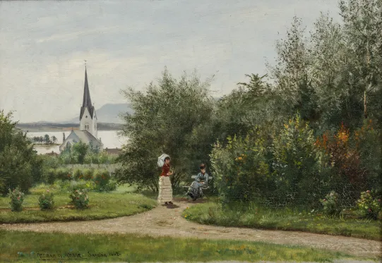 Opl. "Hageparti fra Sagatun ved Hamar"