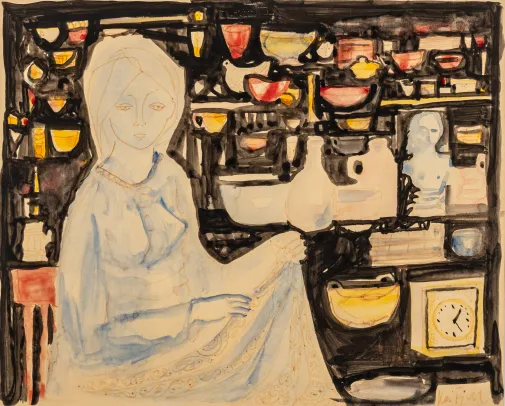 Kvinne på kjøkkenet