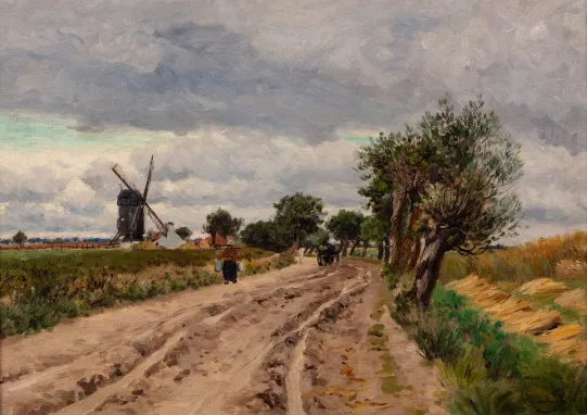 Landskap med vindmølle