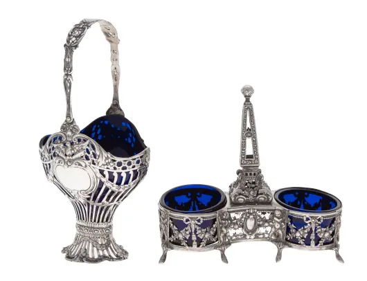 Salt og pepper oppsats, sukkerskål