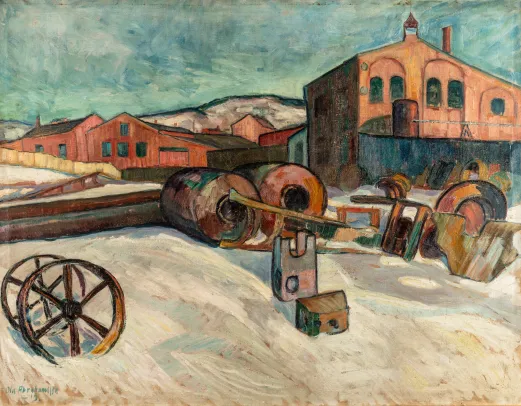 Vårløsning ved Myrens verksted med Grefsenkollen i bakgrunnen