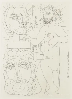 Sculptor and his Self Portrait serving as a Pedestal for the Hea