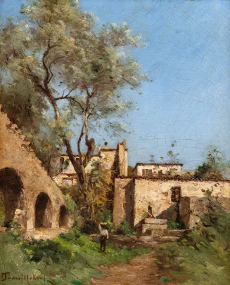 Sydlandsk landskap med hus