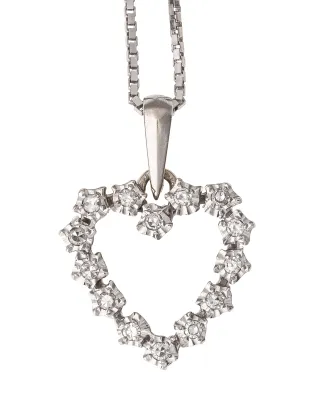 Hjerteformet anheng med kjede