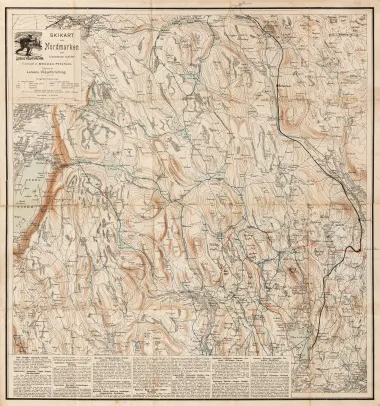 Skikart over Nordmarken med tilstødende trakter 1895