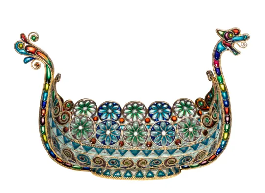 Kjenge i sølv med vindusemalje