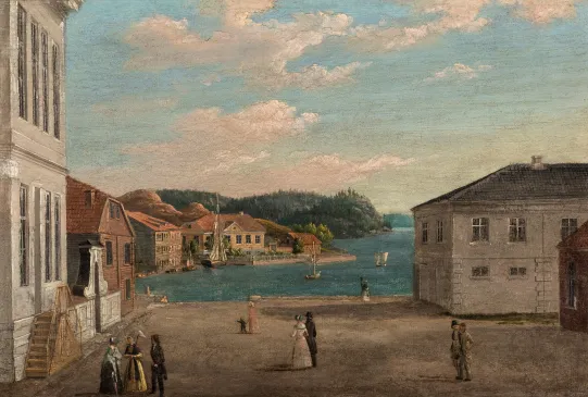 Prospekt over det sydøstre parti av Halden torv