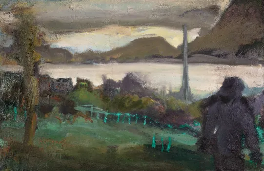 Komposisjon med figur i landskap 