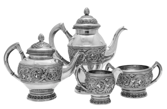 Kaffe-/teservise i sølv