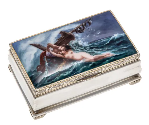 Skrin i sølv og emalje