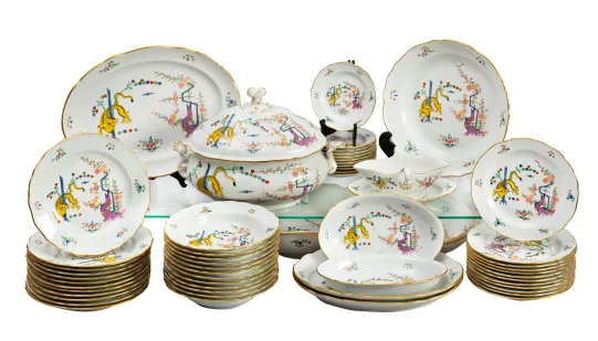 Middagsservise Meissen Gelber Löwe / Yellow Lion, 58 deler.