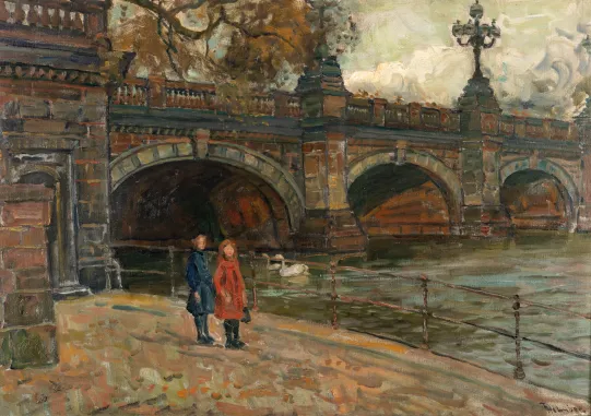 Barn ved Lombardbroen i Hamburg