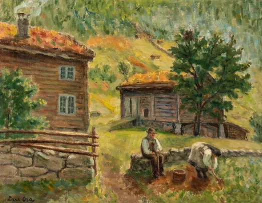 Gårdstun med folkeliv