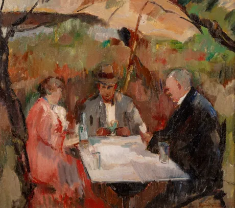 Kortspillere - Gunnar Heiberg, Gunbjør Lund og Pola Gauguin i ha