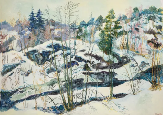 Vinter ved Fjelldalselven, Sørlandet